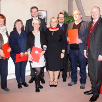 Ehrung für 20, 25 und 30-jährige SPD-Mitgliedschaft: von links Karin Hänisch, Hildegard Löchert, Susanne Herberich, Martin Lindner, Ortsvorsitzende Petra Weinert, Kreisvorsitzender Thorsten Meyerer, Frank Popp und Bundestagsabgeordneter Bernd Rützel
