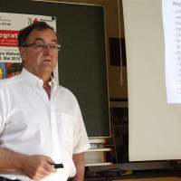 Foto 1: BRK-Katastrophenschutzleiter Alois Klemm berichtet über die Aktivitäten und Einsätze seines Verbandes und der SEG-Süd.