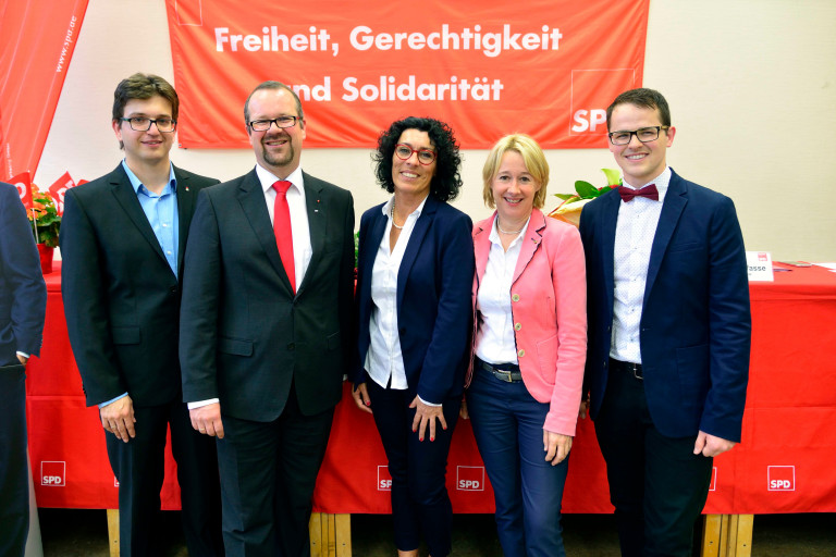 v.l.n.r. Robin Haseler, Thorsten Meyerer, Helga Raab-Wasse, Martina Fehlner (MdL), Jörg Pischinger